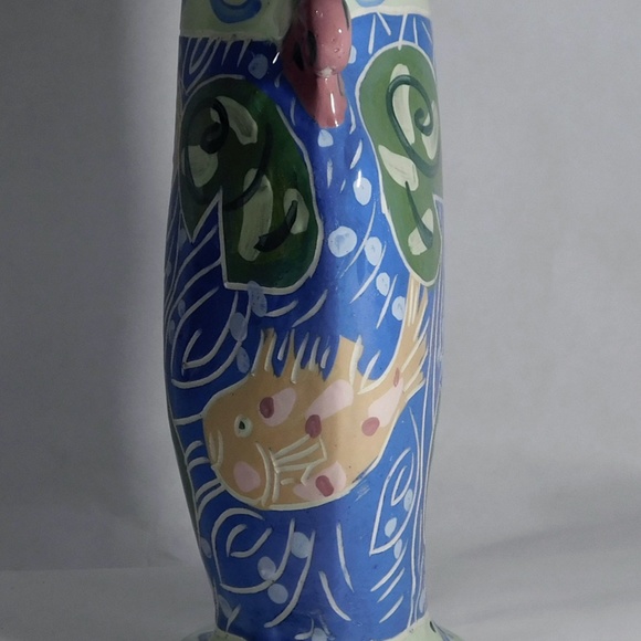 Studio Pottery VASE - Colorful Arts and Crafts Vase signed \